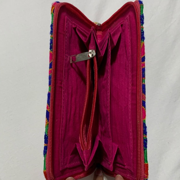 Multicolor Embroidered Zip Around Wallet/Clutch - Picture 6 of 10